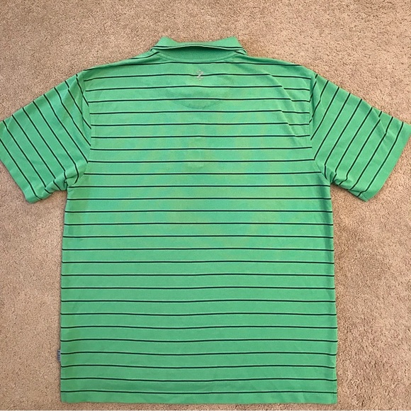 Izod Polo Shirt Men Size L Green Stripe X Treme Function Golf Shirt Short Sleeve - Picture 3 of 8